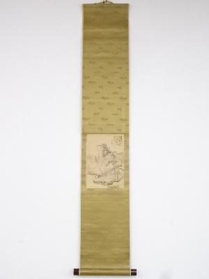 貫名菘翁筆　梅花書屋図　肉筆絹本掛軸（箱付）